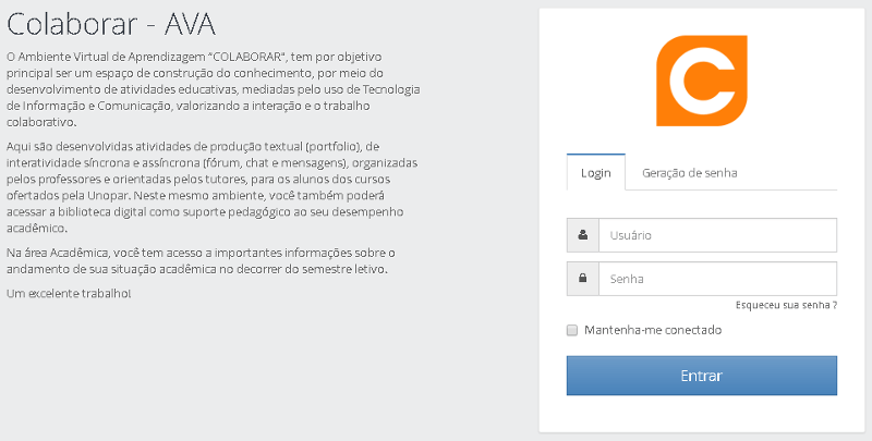 Colaborar EAD Acesso UNIC Portal do Aluno