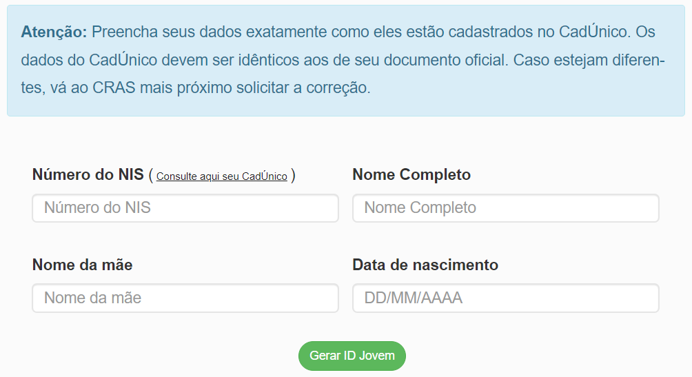 ID Jovem Gerar